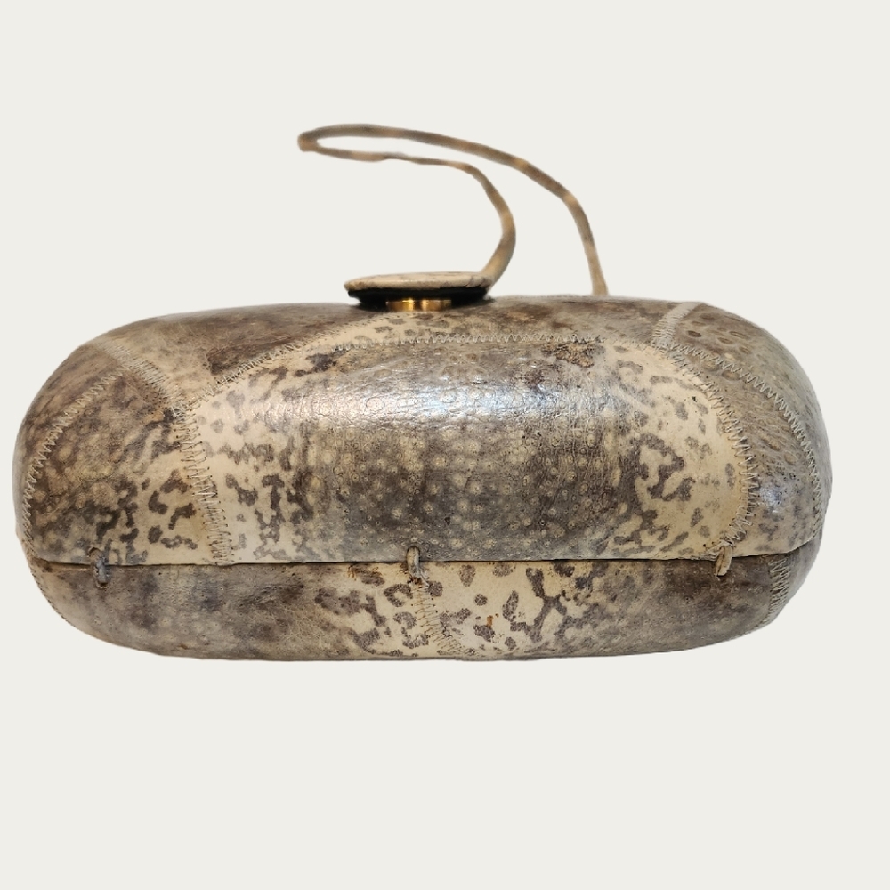 Vintage Patchwork Exotic Gray Leather Shoulder Ba… - image 7